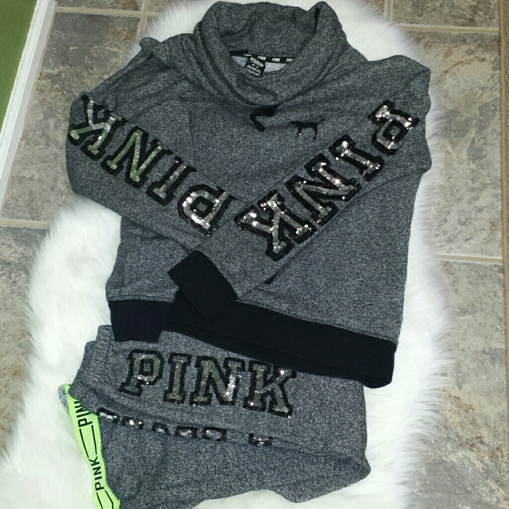 Pink Vs Bling Cowl Neck Pullover jacket/pant set
